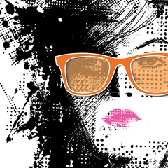 Papier Peint photo Lavable Visage de femme Femmes en lunettes de soleil