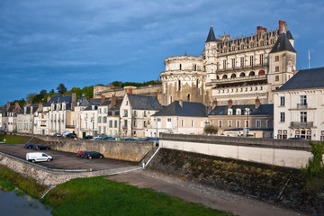 Chateau d'Amboise in the Loire Valley on a sunset, France