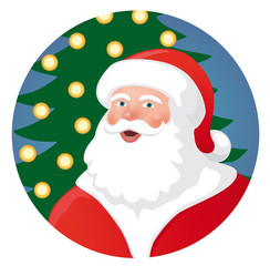 Weihnachtsmann vor Lichterbaum