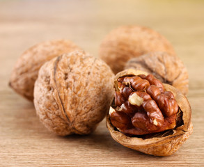 walnuts, on wooden background