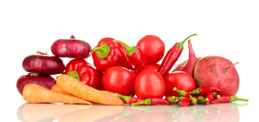 fresh red vegetables isolated on white