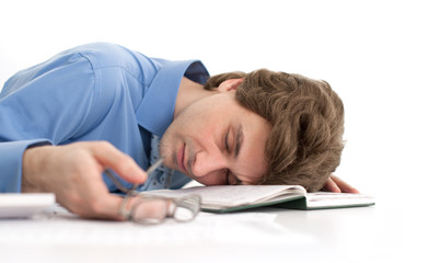Tired businessman sleeping