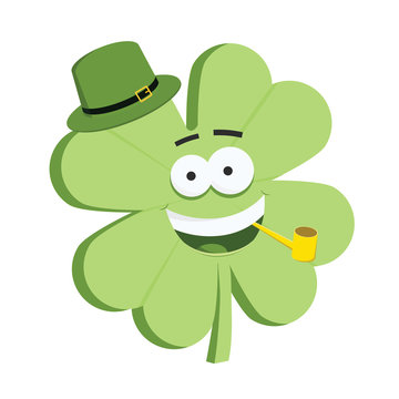 Cute 4 leaves Saint Patrick's day shamrock character