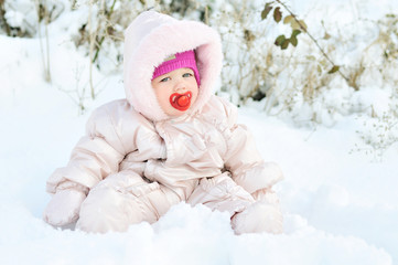 baby girl in snow