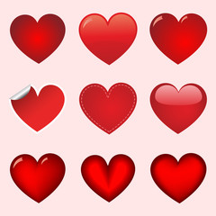 red vector heart collection