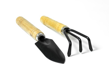 Steel rake and shovel