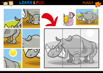 Cartoon rhinoceros puzzle game