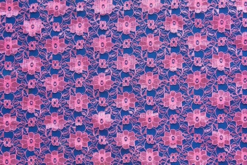 Pink floral woven fabric Thailand.