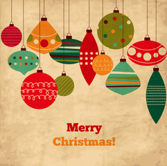 Card with Christmas balls