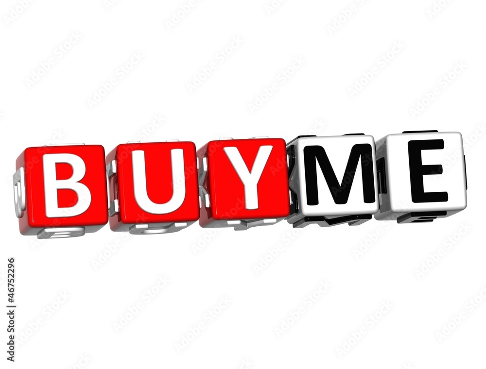 Poster 3d buy me button click here block text