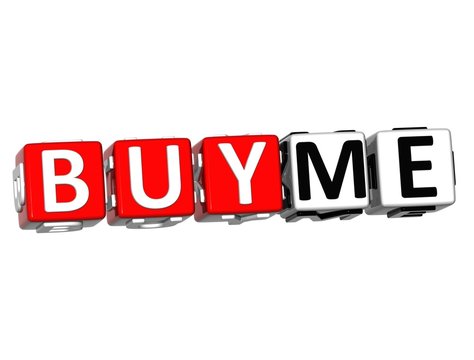 3D Buy Me Button Click Here Block Text