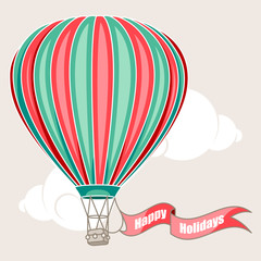 Hot air balloon Happy Holidays
