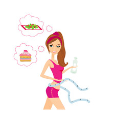 Obraz premium healthy girl measuring her waist