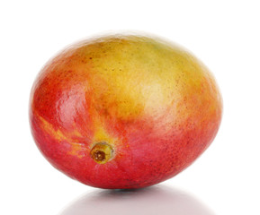 Ripe appetizing mango isolated on white