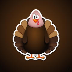 Cute cartoon Thanksgiving turkey - vector