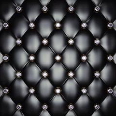 Stickers meubles Cuir Motif de tapisserie d& 39 ameublement noir avec des diamants, illustration 3d