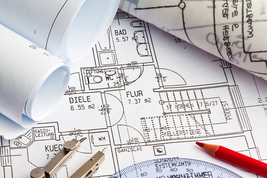 Bauplan eines Wohnhauses. Hausbau