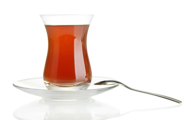 glass of Turkish tea, isolated on white