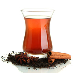 glass of Turkish tea, isolated on white
