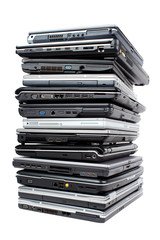 Pile of old used laptop computers for recycling - 46757619