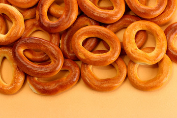 tasty bagels, on beige background