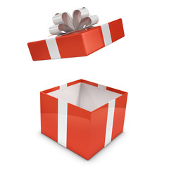 Red and white gift box opens