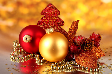 Christmas decoration on red background