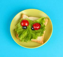 fun food for kids on color background