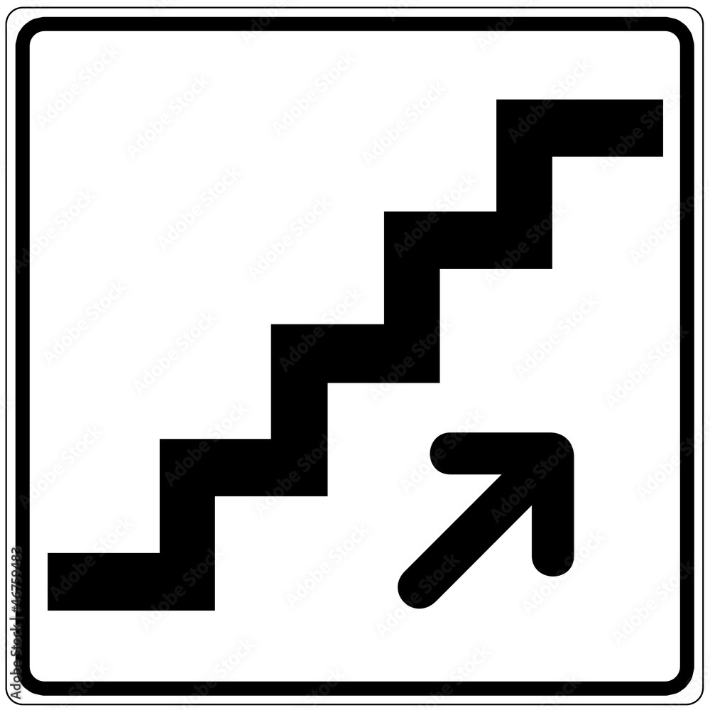 Poster Schild weiß - Treppe nach oben