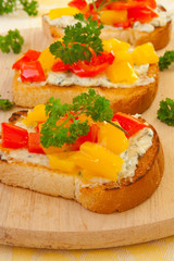 toasts with bell pepper and cheese