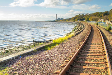 Fototapeta na wymiar Railway tracks at Culross Scotland
