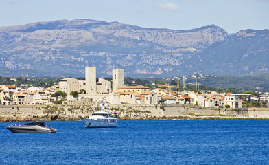 View of Antibes from the sea, France
