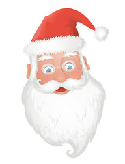 Santa's head on the white background.