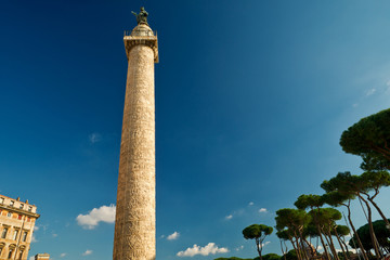 Famous Ancient Roman Column of Trajan, Rome, Italy