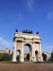 Fototapeta na wymiar Arch Pokoju Mediolan, Lombardia, Włochy
