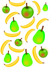 orange, banana and pear background vector