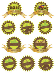 Organic Farm Fresh Labels Illustration