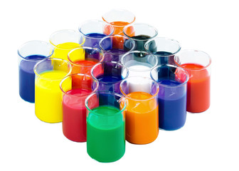 colors in the glass tubes in laboratory for experimental nontoxi