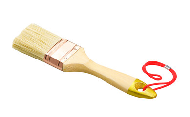 nice wooden brush for painting works isolated