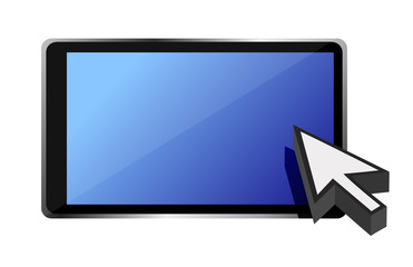 tablet computer and cursor illustration design over white