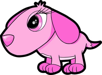 Pretty Pink Puppy Dog Vector