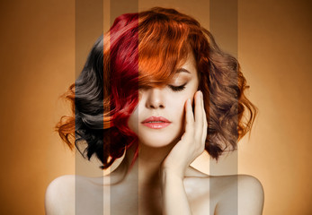 Beauty Portrait. Concept Coloring Hair - obrazy, fototapety, plakaty