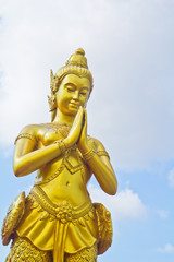 Mythical female bird with a human head in bangkok thailand