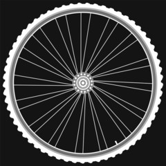 bike wheel with tire and spokes isolated on black background