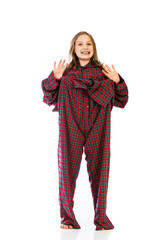 Child wearing over sized pajamas