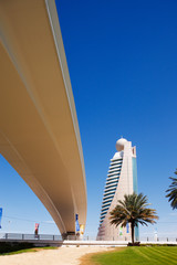 Naklejka premium Tall towers and a new metro line of the Sheik Zayed Road