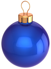 Obraz premium Blue Christmas ball. Happy New Year bauble Merry Xmas decoration