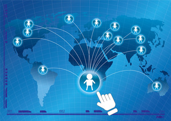 business connection on globe social network