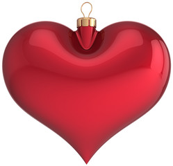 Red Christmas ball heart shaped decoration Happy New Year bauble
