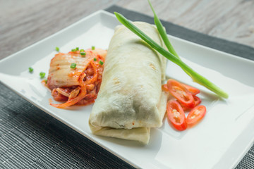 Beef burito with kimchi